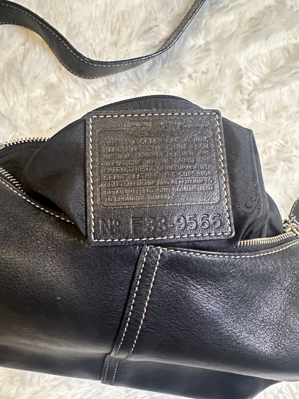 Coach Vintage Black Leather Crossbody Bag - Convertible Hobo #9566
